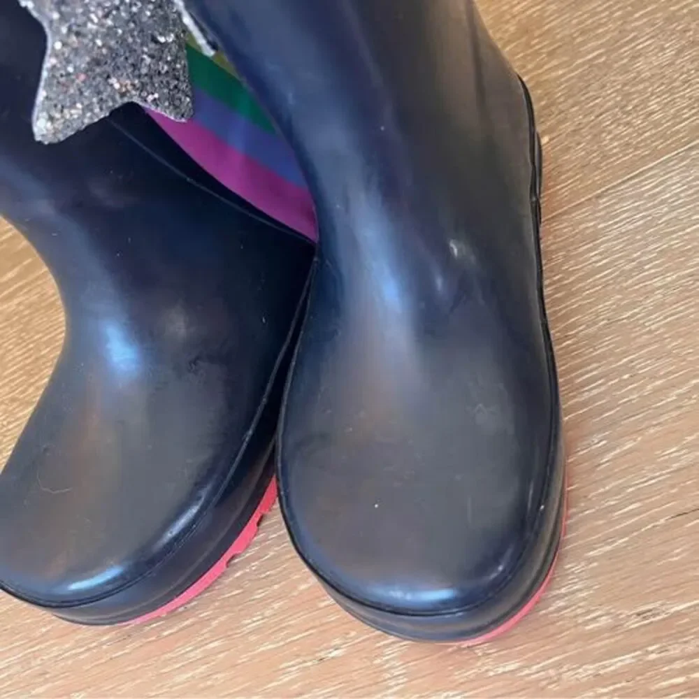 NEW With Tags Toddler Girls Star Rainbow Rain Rubber Boots Shoes Size 7-8